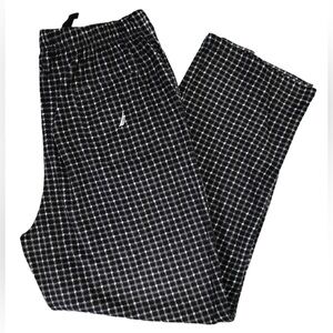 Nautica Men’s Sleep Pants White Black Plaid 3 Pockets Tie Waist Size Large